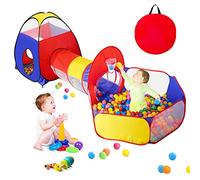 3 in 1 Kids Ball Pits for Toddlers with Play Tent and Baby Tunnel, Children Indoor Outdoor Playhouse with Crawling Tunnel, Boys and Girls Christmas Birthday Toys Gifts (No Balls)