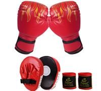 3 in 1 Kids Boxing Set for 3 to 10 Years,Kids Boxing Gloves and Boxing Pads,Sports Sparring Training Boxing Gloves with Hand Wraps,Kickboxing,Gift for Boys and Girls (Blue)