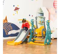 3-IN-1 Kids Swing and Slide Set Activity Center with Basketball Hoop Slide Swing HOMCOM Multi One Size