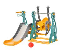 3-IN-1 Kids Swing and Slide Set with Basketball Hoop Slide Swing