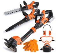 3-in-1 Kids Yard Tools - Kids Weed Wacker Toy, Kids Leaf Blower & Chainsaw, Kids Garden Tools with Safety Equipment, Realistic Lights & Sounds, Pretend Play Outdoor & Indoor Toys