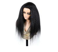 3 In 1 Kinky Straight Drawstring Half Wig Human Hair Beginner Friendly Glueless Clip in Wigs for Women(Black 200 density,24 inch)