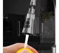 3-in-1 Kitchen Faucet Extender 360 Degree Swivel Spout 3 Mode Spray Head Stream Jet Function 316 Stainless Steel Construction Easy Install Sink Tap Accessory(Black)
