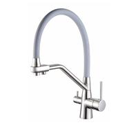 3-in-1 Kitchen Faucet with Filtered Drinking Water Pull-Down Sprayer 3-Way Mixer Tap for Sink Brushed Stainless Steel 1 Hole Swivel Design Modern Kitchen Fixture
