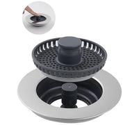 3-in-1 Kitchen Sink Drain Stopper, Upgraded Sink Plug Strainer, Stainless Steel Wrapped Sink Waste Catcher, Odor Sealing Water Storage Filter Basket for Kitchen Sink Replacement