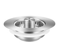 3 in 1 Kitchen Stainless Steel Sink Strainer Basket/Drain Strainer/Sink Stopper, All Metal Pop-up Sink Basket Avoids Clogging, Suitable for US Standard 3-1/2" Sink Drain Hole (Brushed Nickel)
