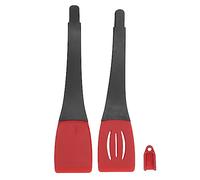 3 in 1 Kitchen Tongs, Grilling Locking Food Tongs with Silicone Heat Tips, Non Slip BBQ Cooking Utensil for Home Restaurant Baking Frying, Multi Functional Food Turner an (Red Black)