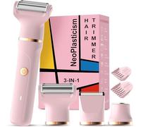 3 in 1 Lady Shavers for Women Painless Bikini Trimmer Women for Silk Skin,Rechargeable Electric Shaver for Bikinis Legs Pubic Hair,Replaceable Ceramic Blade,IPX7 Waterproof Easy Cleaning,Rose Red