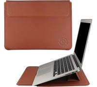 3 in 1 Laptop Sleeve Protective PU Leather Case Waterproof Shockproof Magnetic Closure Adjustable Stand, Mouse Pad Lightweight 11-14 Inch Laptop and Tablet Universal Fit Portable Durable Colour Brown