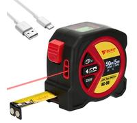 3-in-1 Laser Tape Measure, Cross Line Level, Digital Distance Meters 164ft/50m, Backlit LCD Display, Building Measurement Device, Pythagorean/Area/Volume Calculation & 5 m Tape Measure