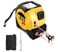 3-in-1 Laser Tape Measure, Cross Line Level, Rechargeable Digital Distance Meters 131ft/40m, Backlit LCD Display, Building Measurement Device, Pythagorean/Area/Volume Calculation & 5 m Tape Measure