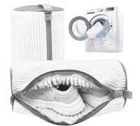 3-IN-1 Laundry & Shoe Washing Machine Bag : Laundry Shoe Bag for Washer & Dryer,Shoe Cleaning Bag for Sneakers,Tennis,Self-locking Zipper & Microfiber,Include 3 Laundry Bag & 2 Shoe Bag (White 2PC)