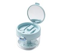 3-in-1 Leakproof Retainer Cleaning Case with Mirror | Removable Basket ABS Storage for Retainers, Dentures & Night Guards, Travel-Friendly & Hygienic(Right)