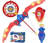 3 In 1 LED Archery Set, Kids Shooting Game Includes 2 PCS Bow with Lights, 10 Suction Cups Arrows, 1 Targets Play Toys, Gifts for Boys Girls Age 6 7 8 9 10-14+
