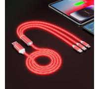 3-in-1 LED Light Up Flowing Lightning/Type C/Micro USB Car Glowing Multi Charge Cable for iPhone，RGB Car Charger Cord for Apple iPhone 15/14/13/12/11 Pro Max/XR/XS/SE,iPad/Android/Samsung-(4FT Red)