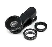 3 in 1 Lens Clamp for Motorola Moto e20 Smartphone Universal Macro Fisheye Wide Angle Metal Detachable Pouch