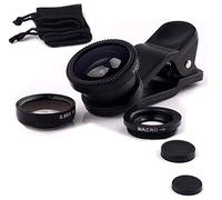 3 in 1 Lens Clamp for Wiko Y81 Universal Smartphone Macro Fisheye Wide Angle Metal Removable Pouch