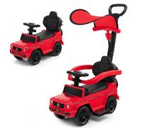 3-in-1 Licensed Mercedes Benz Ride on Push Car Sliding Walker W/ Push Handle COSTWAY Red One Size