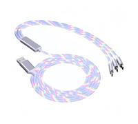 3 in 1 Light Up Led Charging Cable type c charger cable fast charging Multicolour Visibility Flowing LED Lights Charging Cable Glow in The Dark Car USB Cord Compatible with iPhone 16/15 Samsung Note S