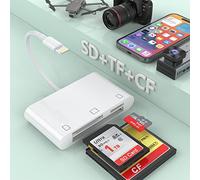 3-in-1 Lightning to CF/SD/Micro SD Card Reader for iPhone iPad,3-Slot Apple Compact Flash Memory Card Reader Adapter,Trail Game Digital Camera Viewer for iPhone 14/13/13 Pro/12/12 Pro【MFI Certified】