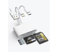 3-in-1 Lightning/USB-C/USB-A Card Reader, SD TF XD Multi-Slot Memory Card Reader, Portable Digital Camera Photo Adapter Compatible with iPhone, iPad, MacBook, Android Phones and Tablets