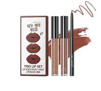 3-in-1 Liquid Lipstick & Lip-liner Set, Russet Matte Finish Long Lasting Lipstick, Waterproof Velvety Lip Gloss, Face Paint Lip Gloss for Cosplay Goth Makeup