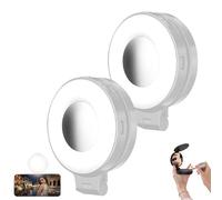 3-in-1 Magnetic Beauty Selfie Light for Phones, 2025 New 3 Light Modes 360° LED Ring Light with Mirror & Camera Grip - Portable Creator Kit for Selfies/Makeup/Photography(White*2)