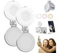 3-in-1 Magnetic Beauty Selfie Light for Phones, 3 Light Modes, 360° Rotatable Pocket LED Selfie Ring Fill Makeup Light with Mirror, Great for for Makeup, Photography, Live Streaming (2pcs)