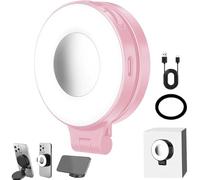3-in-1 Magnetic Beauty Selfie Light for Phones, 360° Led Foldable Phone Ring Light, 3 Lights Modes, for Selfies/Vlog/Video (Pink,1 Pcs)