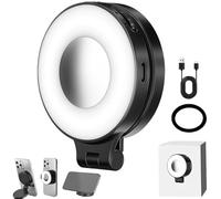 3-in-1 Magnetic Beauty Selfie Light for Phones, 360° Led Foldable Phone Ring Light, 3 Lights Modes, for Selfies/Vlog/Video (Black,1 Pcs)