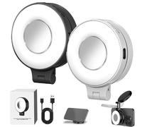 3-in-1 Magnetic Beauty Selfie Light for Phones, New Pocket Magnetic Selfie Light with Mirror, Adjusted 3 Lights Modes, for Photos, Selfies (white+black)