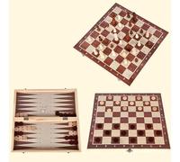3 In 1 Magnetic Chess Set Draughts Board Games Backgammon, 12" Wooden Chess Board For Kids Adults, Portable Foldable Travel Chess Board Toy Sets With Game Pieces & Storage Slots Strategy Games Gifts