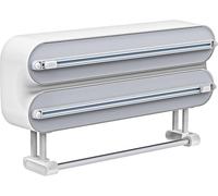 3-in-1 Magnetic Kitchen Roll Holder | Cling Film Dispenser with Sharp Blades | Foil Cutter No Drilling | Practical Wall Roll Holder Kitchen | Aluminium Foil Dispenser and Fresh Hanging