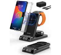 3 in 1 Magnetic Wireless Charger for Samsung, Foldable with Clock, Black