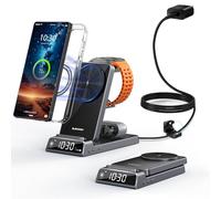 3 in 1 Magnetic Wireless Charger for Samsung, Foldable with Clock, Grey