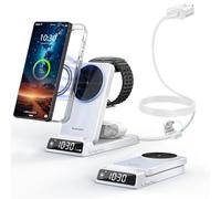 3 in 1 Magnetic Wireless Charger for Samsung, Foldable with Clock, White