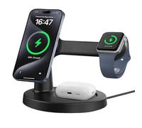 3 in 1 Magnetic Wireless Charging Station for Apple, 15W Fast Wireless MagSafe Charger Stand for iPhone 17-12 Series, Apple Watch & AirPods, Strong Magnetic Snap, Stable Nightstand Desk Charger