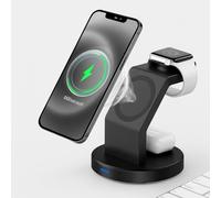 3-in-1 Magnetic Wireless Charging Station, Vertical/Horizontal Stand for Samsung S25 Ultra S24 S23 S22 Z Flip Z Fold 6 5 & iPhone, iWatch,Airpods and Earbuds, Black