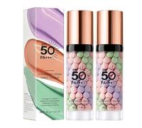 3 In 1 Makeup Primer with SPF 50,Sunscreen Isolation Cream,One Step Color Corrector Primer,Oil Control Moisturizing Makeup Base,Pore Minimizer & Skin Tone Correcting,Long Lasting Waterproof (2PC)