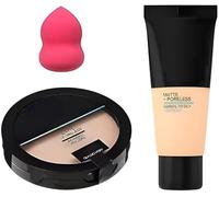 3-in-1 Makeup Set - Compact Powder + Foundation + Beauty Blender | Matte Finish | Full Coverage, Oil Control | 150ml (Set of 3)