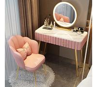 3-in-1 Makeup Vanity Set with Flip-Top Mirror LED Lights and Rolling Stool - Stylish Solid Wood Dressing Table with 3-Color Adjustable Mirror for Bedroom