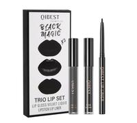 3 In 1 Matte Moisturizing Lip Liner Lipstick Set, 3Pc Liquid Black Lipsticks, Long-Lasting Creamy Matte Lip Gloss Set for Party
