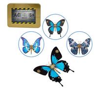3-in-1 Mechanical Steampunk Butterfly 3D Metal Puzzle 200+PCS Brain Teaser DIY Assembly Kit with Interchangeable Wings for Adults and Teens Home Display(Blue)