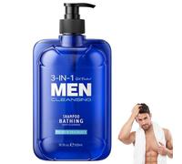 3-IN-1 Mens Shower Gel 520ml, Body Wash & Mens Shampoo & Face Wash, Deep Cleansing & Oil Control Bodywash Men for Smooth, Hydrate, Refresh & Cool Skin, Men Skincare for All Skin Types