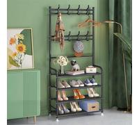3 in 1 Metal Shoe Bench Rack Modern Industrial Entryway nizer Free standing Hall Tree Stylish Storage Solution for Shoes & Accessories