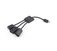 3 in 1 Micro USB Otg Hub Adapter Cable with USB 2.0 Ports | Black Plastic Build, Plug and Play Use, Stable Performance, Fast Data Transfer for Phone or Tablet Expansion