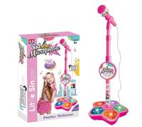 3-in-1 Microphone Toy for Kids with Stand, Got Built-in Music, Colorful Lights, Echo Effects, Portable Karaoke Machine for Singing, Music Play, Fun and Easy-to-Use (1-pink)