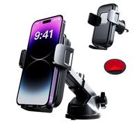 3-in-1 Military-Grade Removable Car Phone Holder - Ultra-Stable Dashboard, Windshield & Air Vent Mount with 85lbs Suction Power | Compatible with iPhone 16/15/14 Pro Max, Samsung & More Smartphones