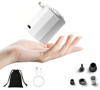 3-in-1 Mini Air Pump with Camping Lantern, Portable Electric Pump for Inflatables, 1600mAh Rechargeable Tiny Pump with 5 Nozzles for Pool Floats, Air Mattress, Sleeping Pad, Vacuum Bags