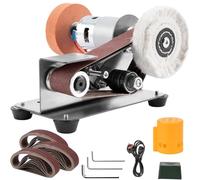 3-in-1 Mini Belt Sander, Electric Knife Sharpener & Bench Grinder with 7 Speeds, Buffer Polisher for Metal/Wood DIY Craft & Tool Sharpening